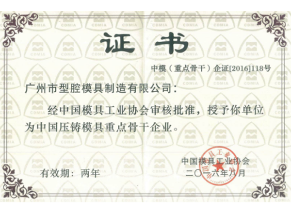 中國壓鑄模具重點骨干企業